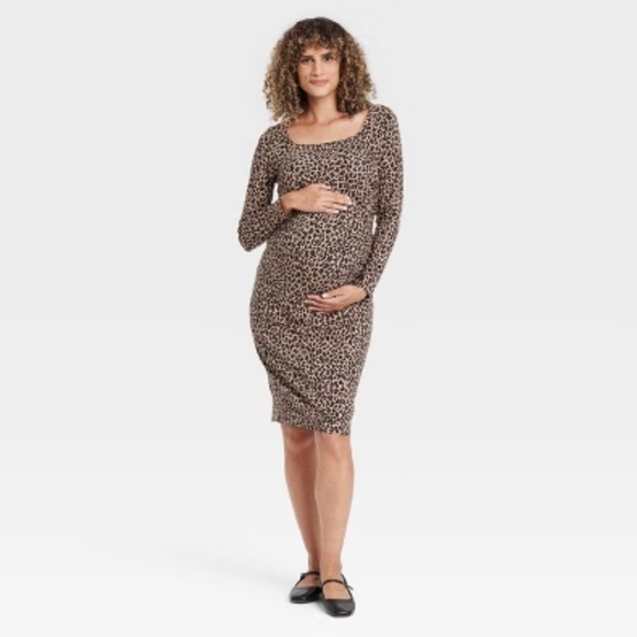 Leopard Print Maternity Dress - Picture 1 of 4